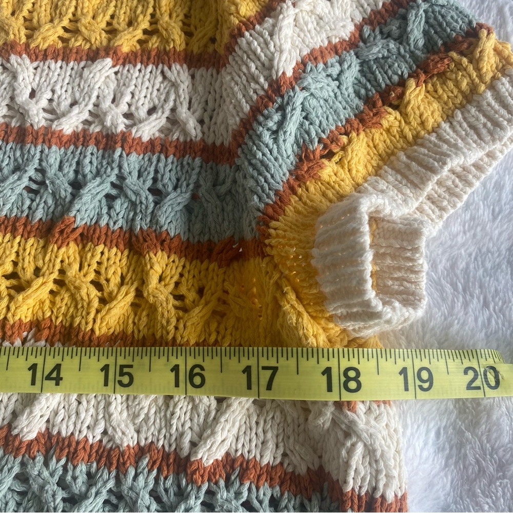 Madewell Carrington Open Knit Short Sleeve Striped Sweater | S - Picture 7 of 8